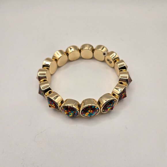 Betsey Johnson Gold Tone Rainbow Sparkle Glitter Bracelet - Picture 2 of 4